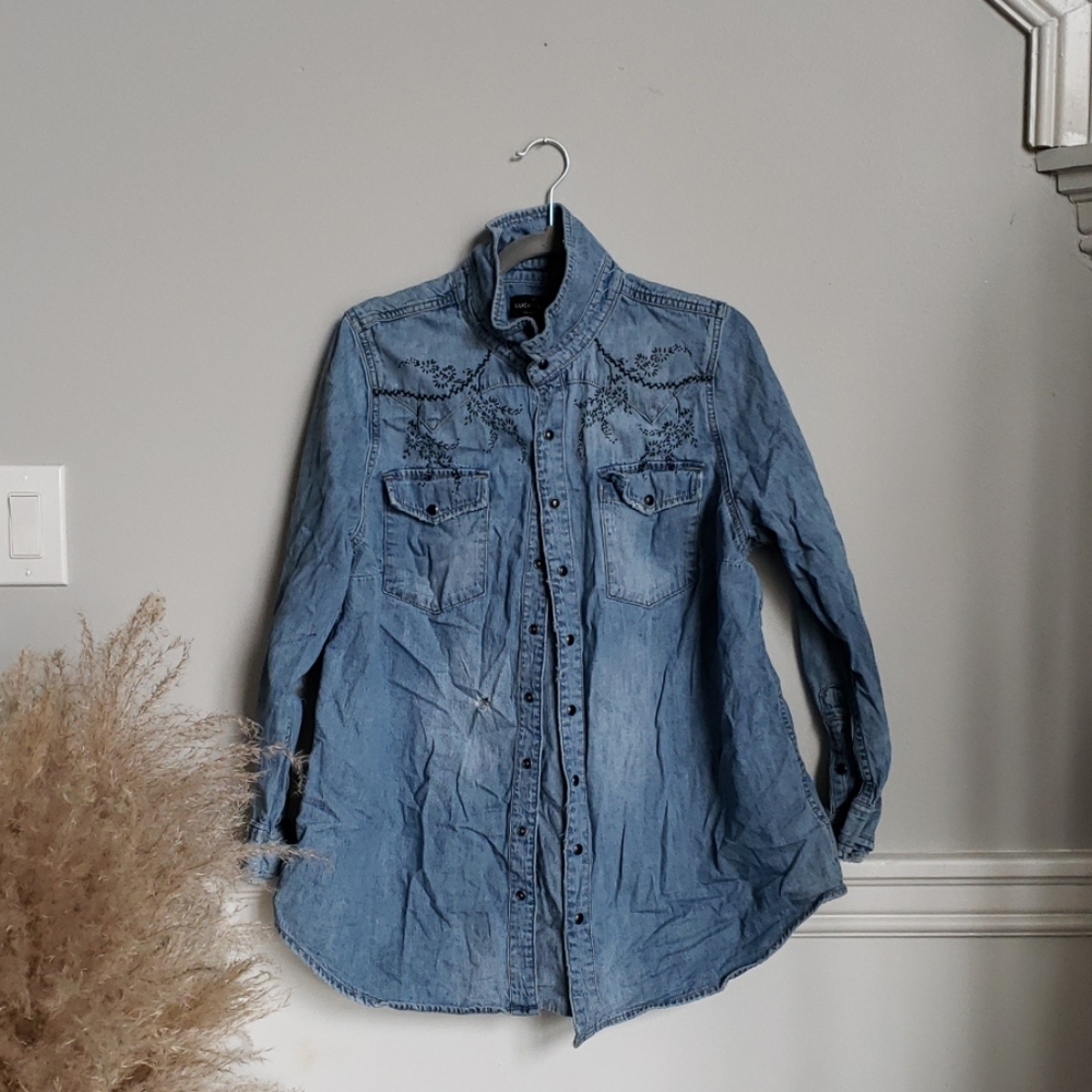 Lucky Brand Embroidered Jean Shirt